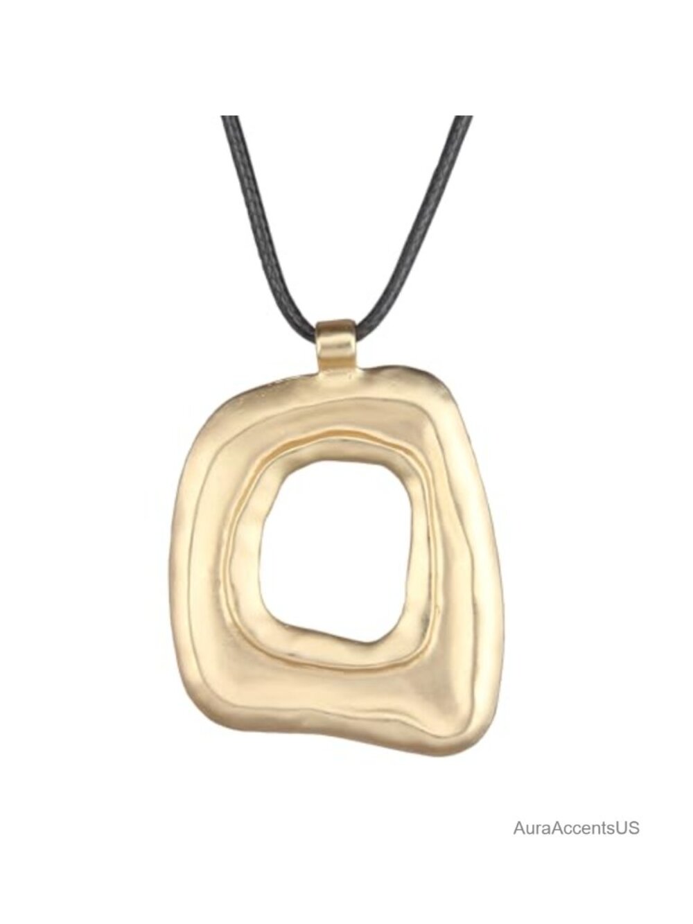 Faux Leather Boho Pendant Necklace Gold Alloy Rope Chain Women